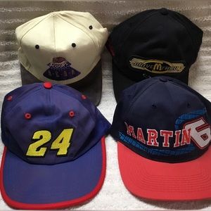 Vintage Snapback Hat Lot Bundle of 4 Nascar Racing Hats
